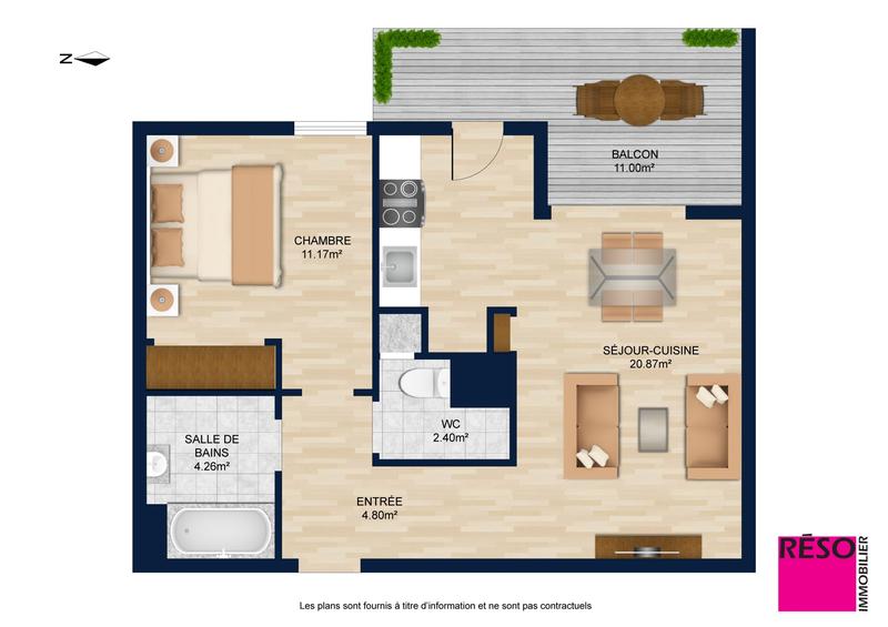 Appartement - 44 m² - 2 pièces