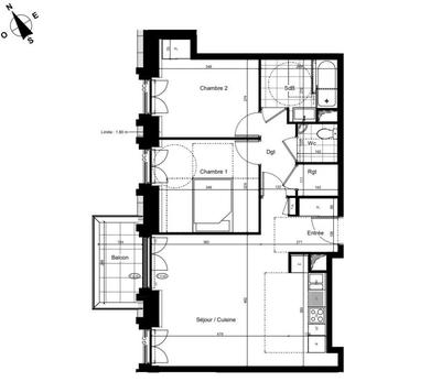 Appartement - 66 m² - 3 pièces