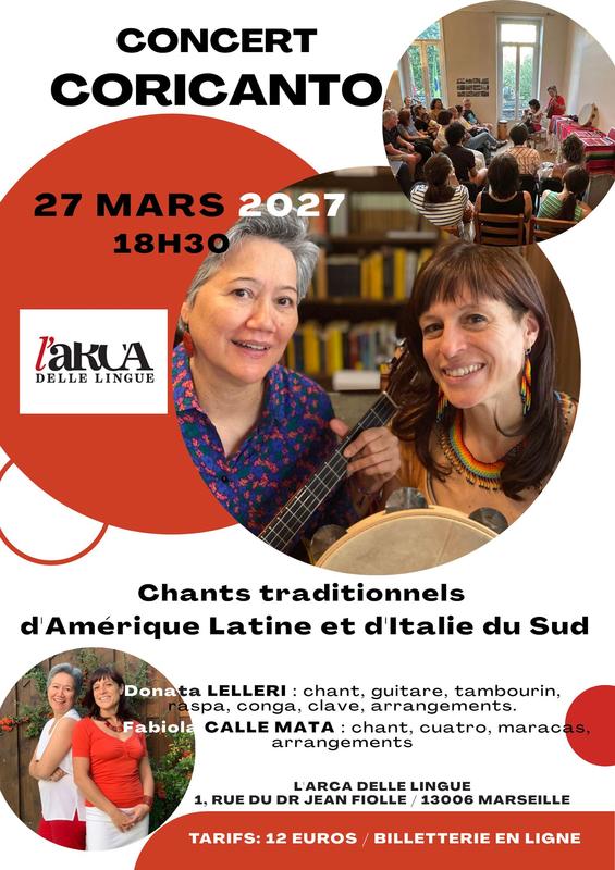 Concert duo Coricanto : chants traditionnels d'Amerique Latine et de l'Italie du Sud