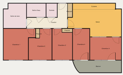 Chambre - 18 m² - 5 pièces