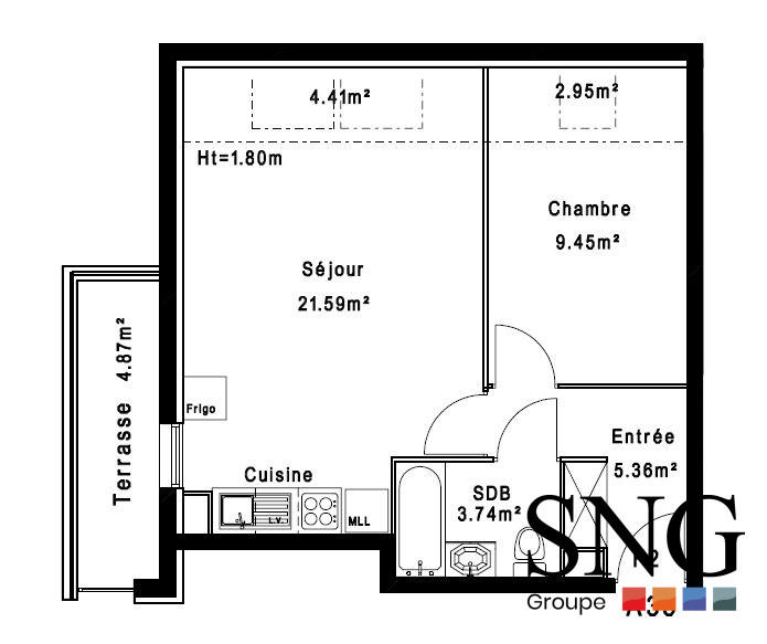 Appartement - 41 m² - 2 pièces