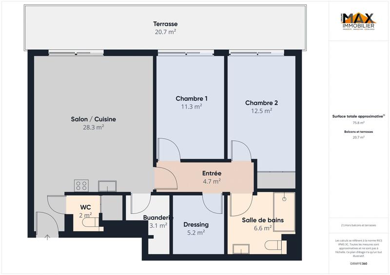 Appartement - 76 m² - 3 pièces