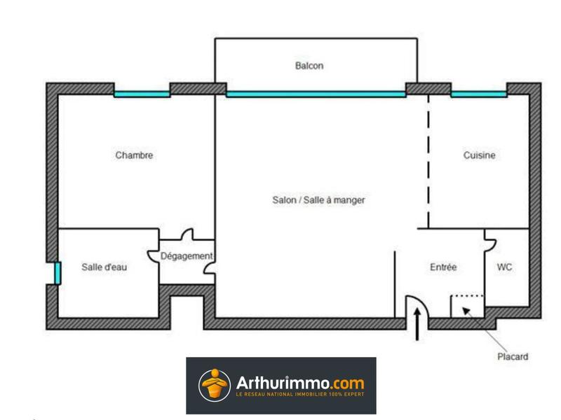 Appartement - 49 m² - 2 pièces