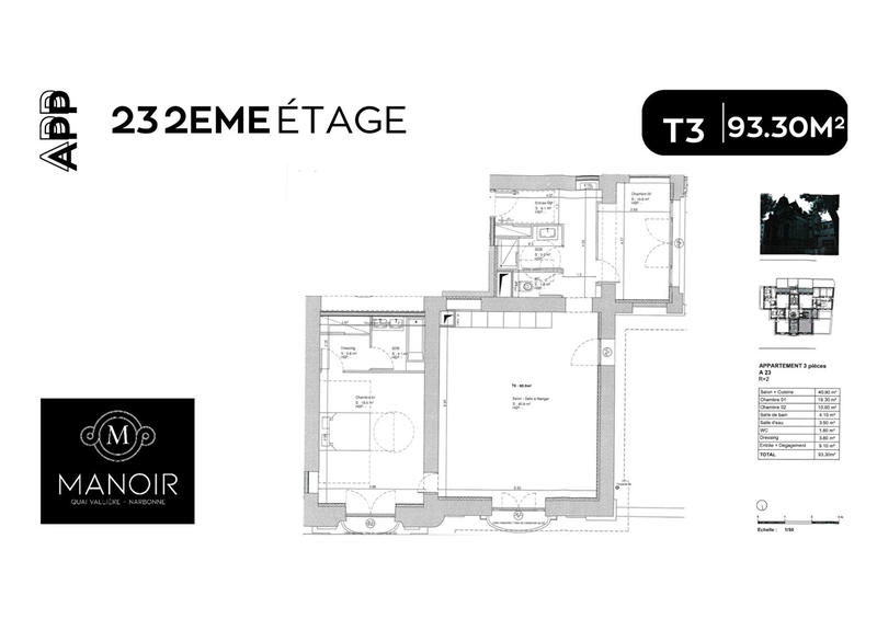 Appartement - 93 m² - 3 pièces