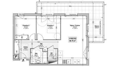 Appartement - 67 m² - 3 pièces