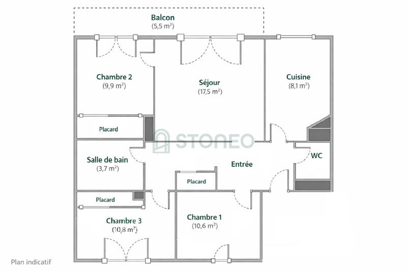 Appartement ancien - 71 m² - 4 pièces