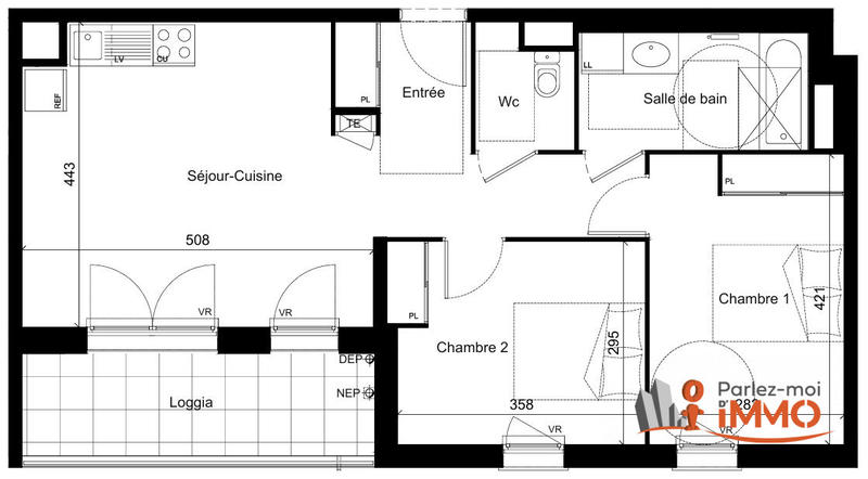 Appartement - 60 m² - 3 pièces