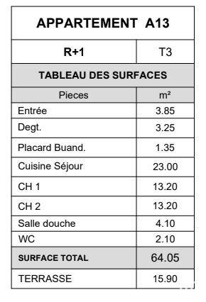 Appartement - 64 m² - 3 pièces