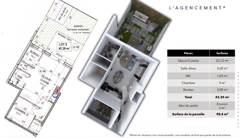 Maison - 46 m² - 2 pièces