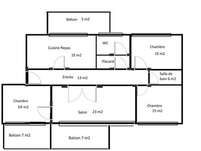 Appartement - 103 m² - 5 pièces