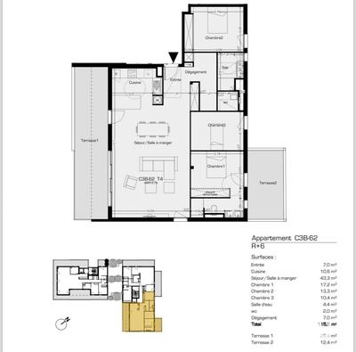 Appartement - 115 m² - 4 pièces