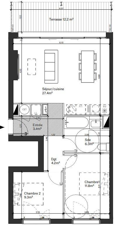 Appartement - 63 m² - 3 pièces