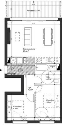 Appartement - 63 m² - 3 pièces
