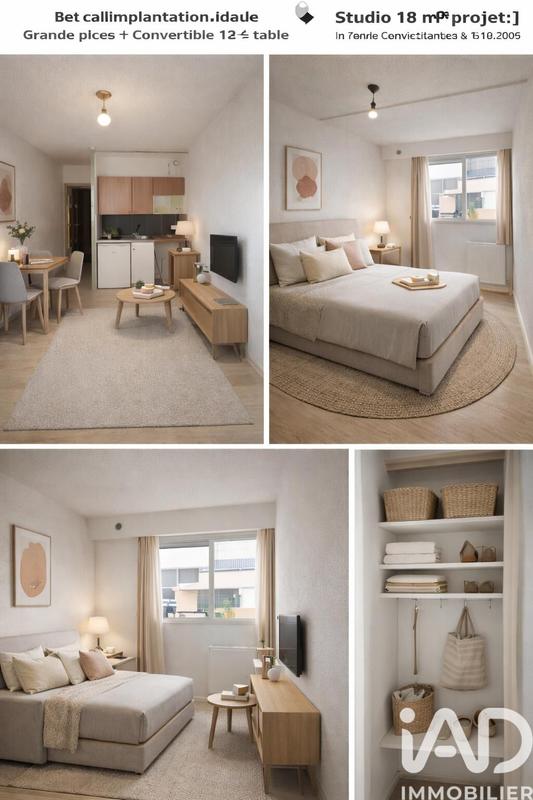 Studio - 18 m² - 1 pièce