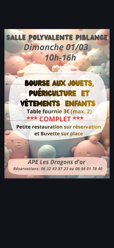 Bourse aux jouets - vêtements - puériculture