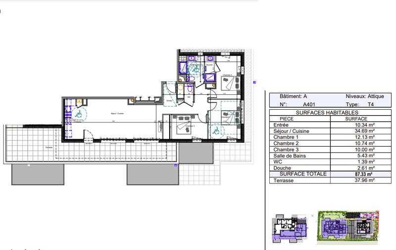 Appartement - 87 m² - 4 pièces
