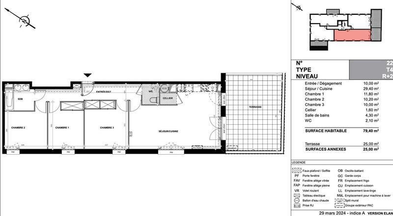 Appartement - 79 m² - 4 pièces