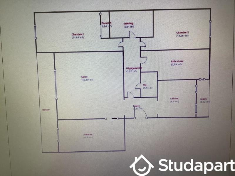 Chambre - 11 m² - 1 pièce