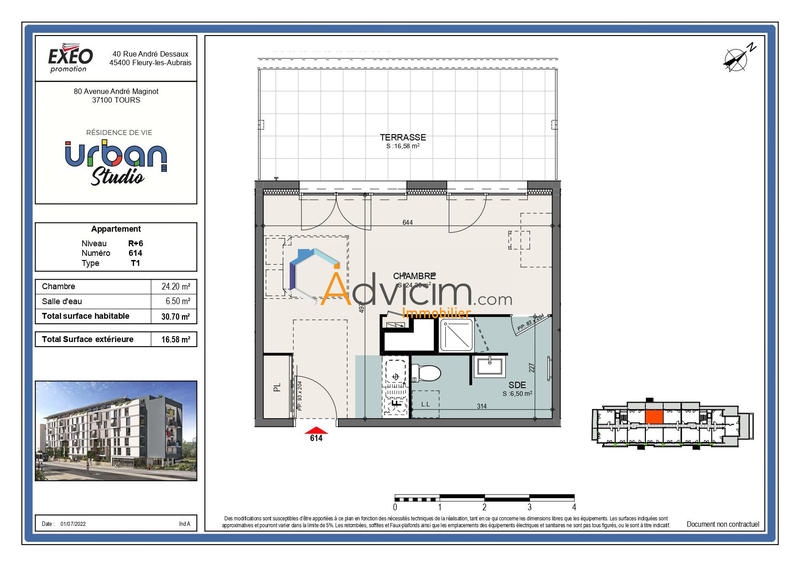 Appartement - 31 m² - 1 pièce