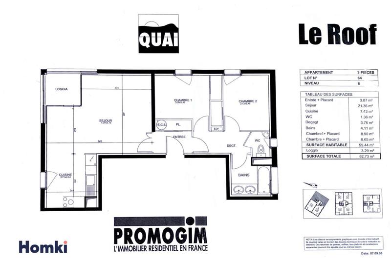 Appartement - 59 m² - 3 pièces