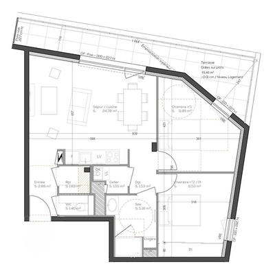 Appartement - 62 m² - 3 pièces