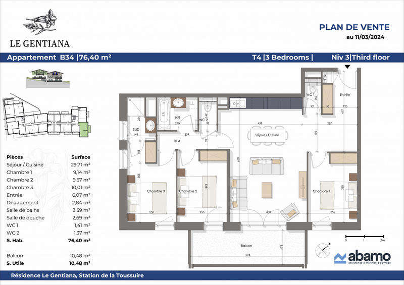 Appartement - 76 m² - 4 pièces
