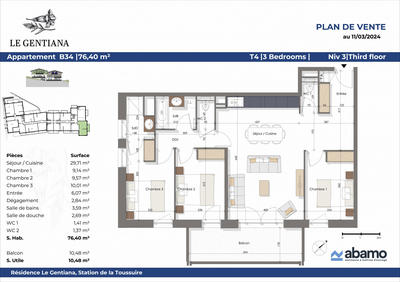 Appartement - 76 m² - 4 pièces
