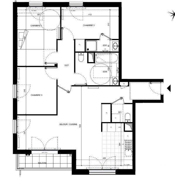 Appartement - 82 m² - 4 pièces