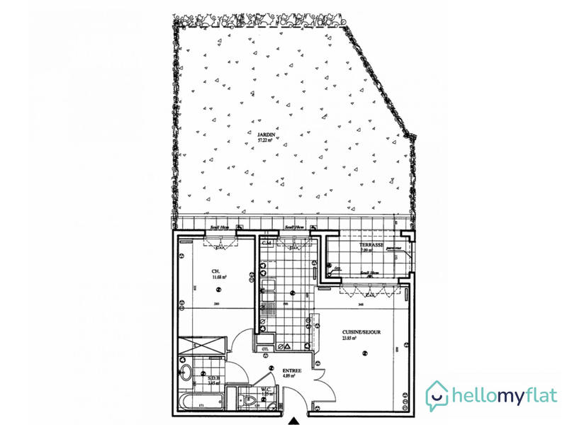 Appartement - 45 m² - 2 pièces
