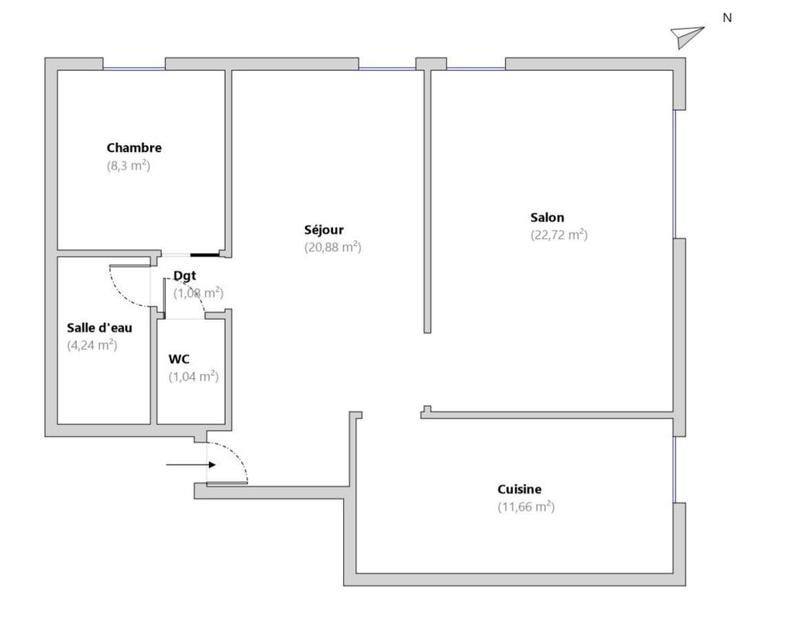 Appartement - 70 m² - 3 pièces