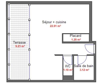 Appartement - 38 m² - 1 pièce