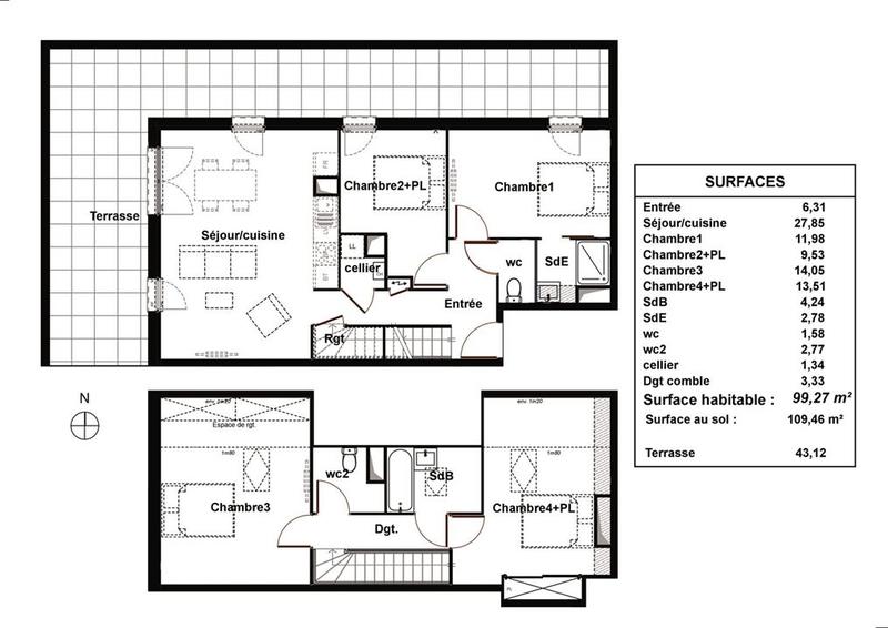 Appartement - 99 m² - 5 pièces