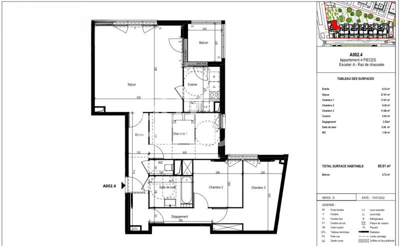 Appartement - 85 m² - 4 pièces