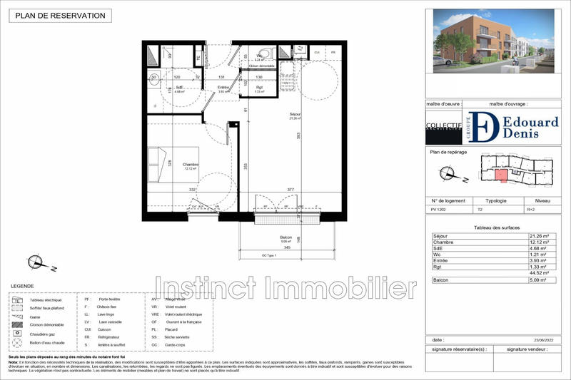 Appartement - 45 m² - 2 pièces