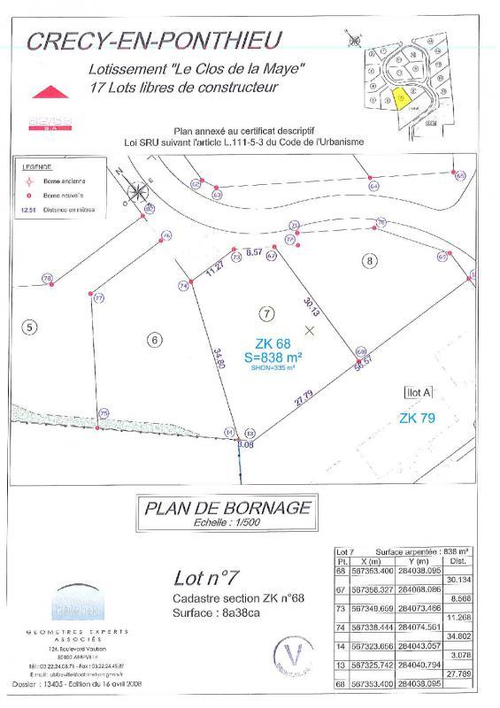 Terrain constructible - 838 m²
