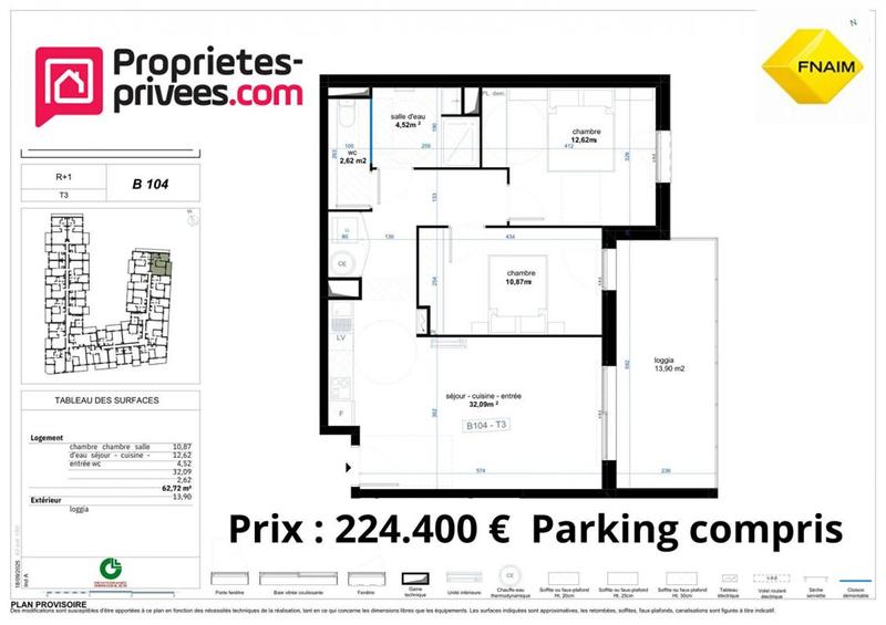 Appartement - 62 m² - 3 pièces