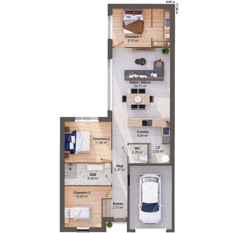 Maison - 88 m² - 5 pièces