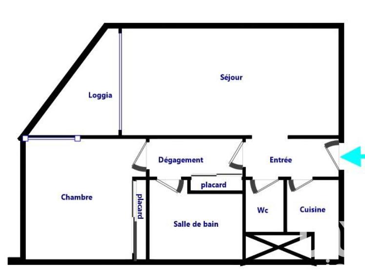 Appartement - 45 m² - 2 pièces