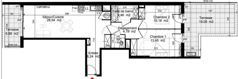 Appartement - 69 m² - 3 pièces