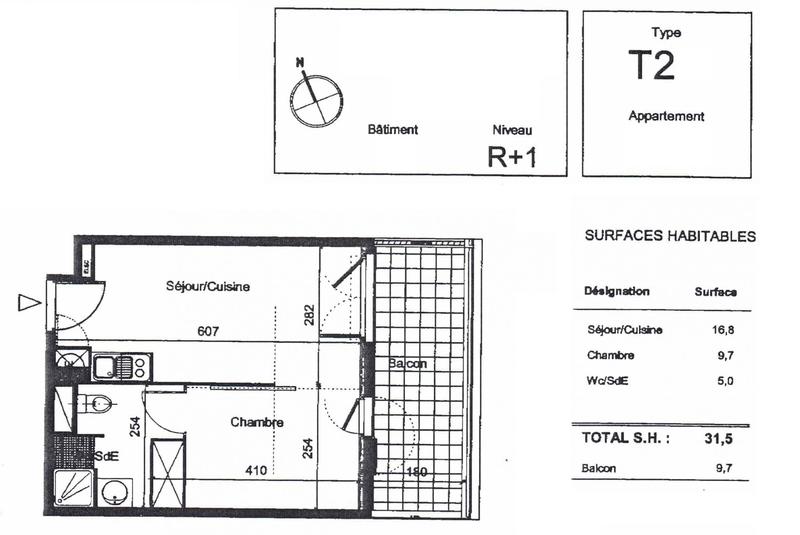 Appartement - 32 m² - 2 pièces