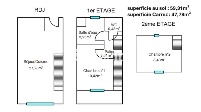 Appartement - 48 m² - 3 pièces