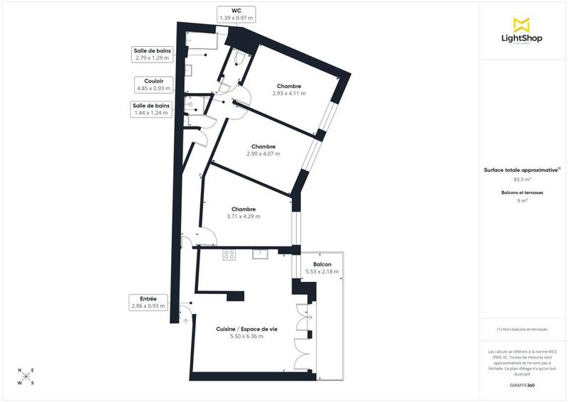 Appartement - 85 m² - 4 pièces