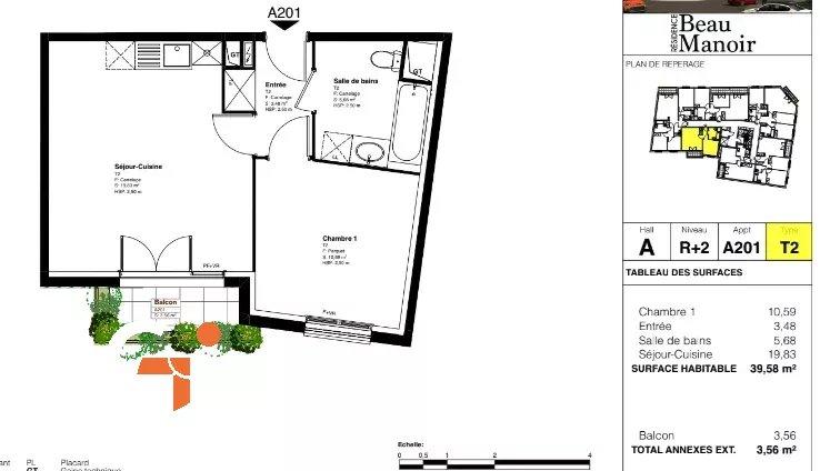 Appartement - 39 m² - 2 pièces