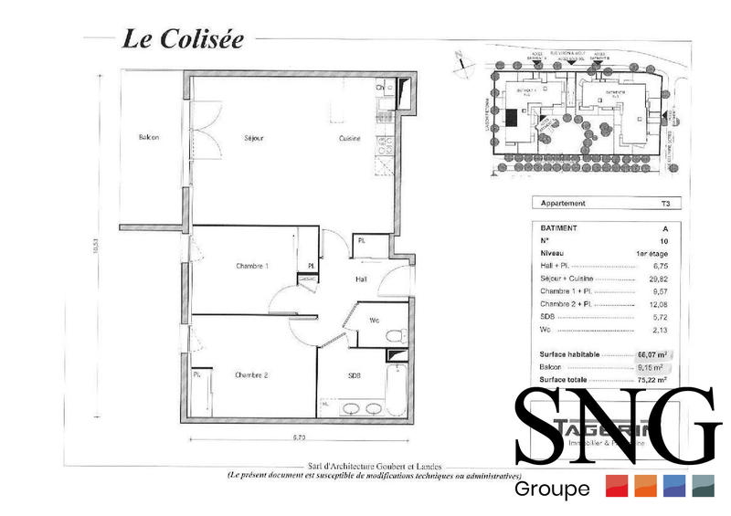 Appartement - 66 m² - 3 pièces