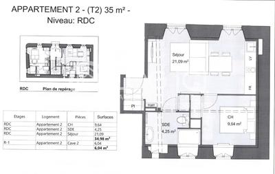 Appartement - 35 m² - 2 pièces
