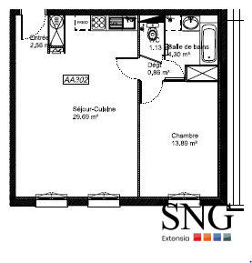 Appartement - 53 m² - 2 pièces