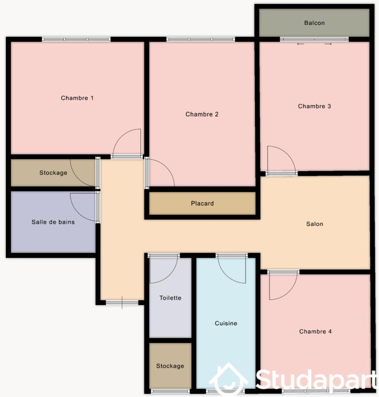 Chambre - 13 m² - 1 pièce