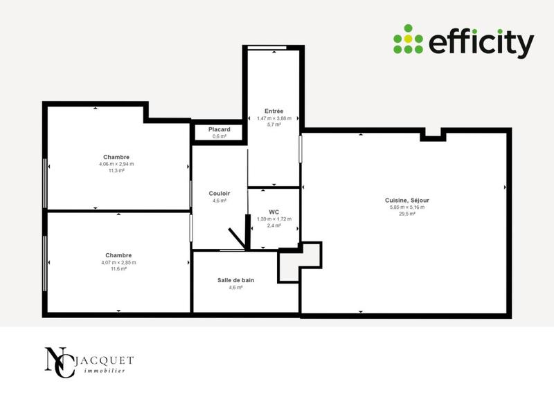 Appartement - 70 m² - 3 pièces