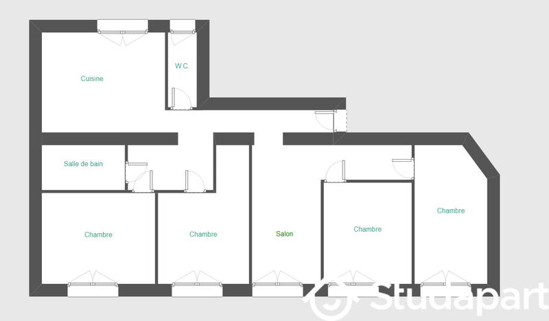 Chambre - 11 m² - 1 pièce