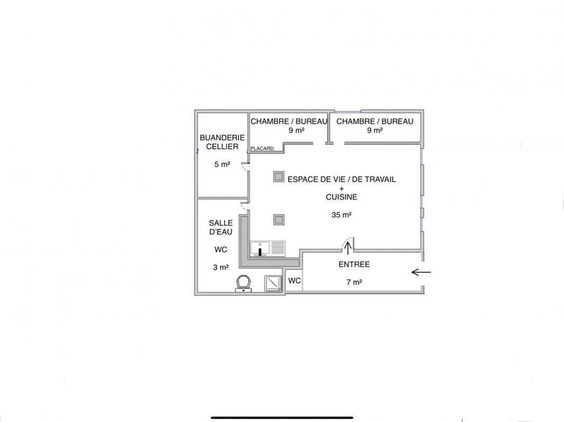 Bureau - 70 m² - 4 pièces